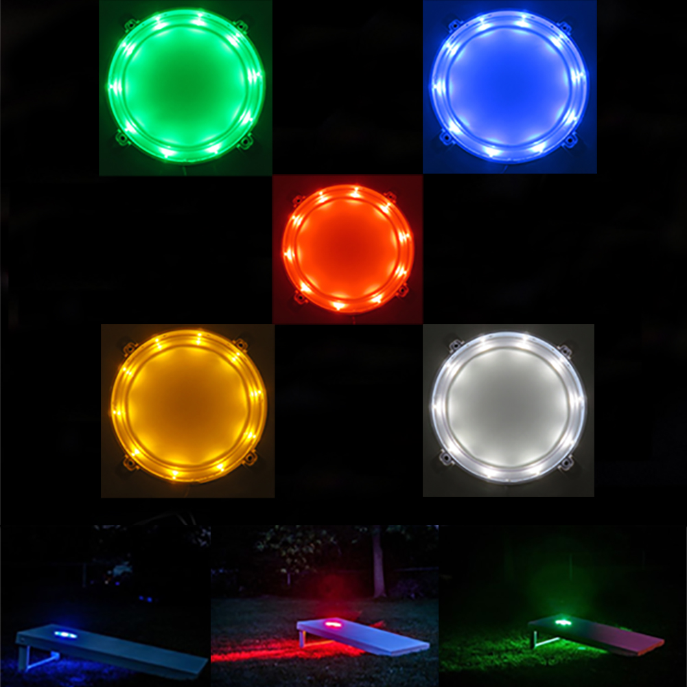 2PCS 6" Inch LED Hole Baggo Bean Bag Board Round Cornhole Corn Night