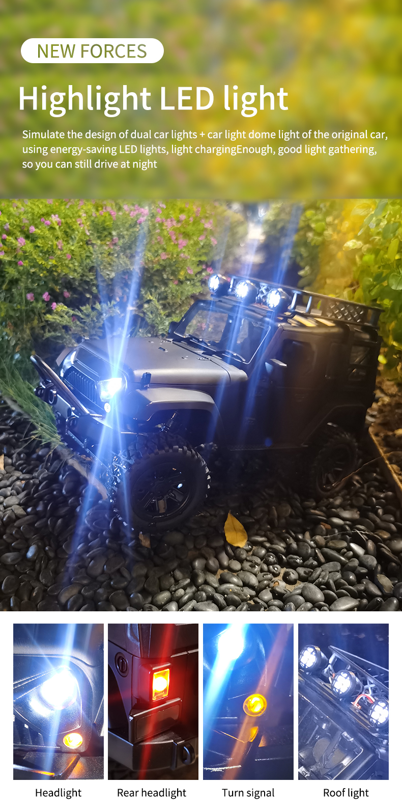 Samochód terenowy RC JY66 1:14 4WD 2.4G z LED Light - Wianko - 14