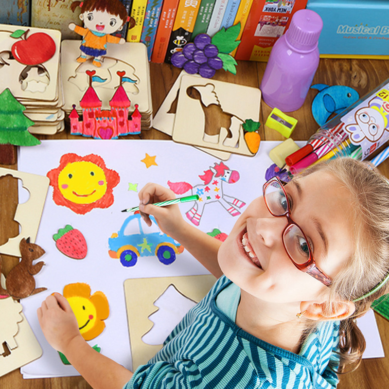 子供絵画テンプレートセット子供学習描画おもちゃ赤ちゃん落書き落書き金型男の子女の子早期教育ツール