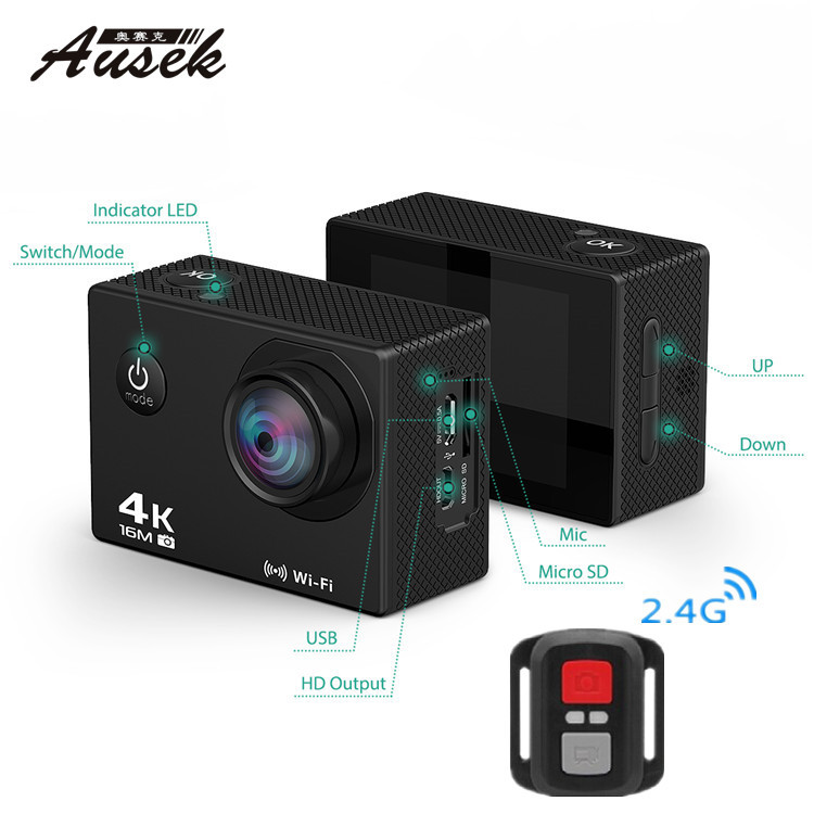 HD 4K WIFIアクションカメラ1080p 60fpsミニカム30M防水Go Sport DVR Extreme Pro Cam