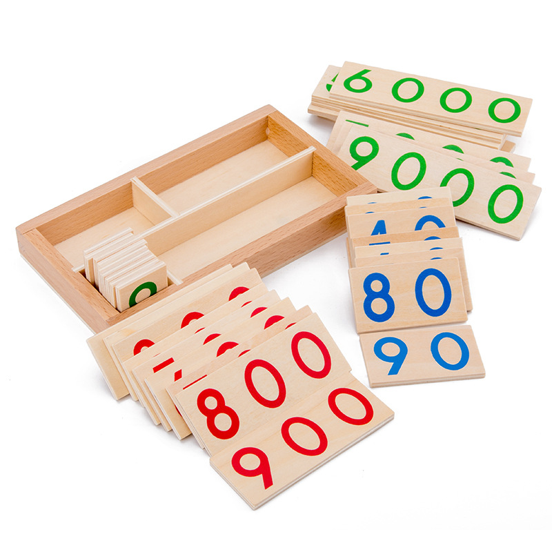 木製数字カード 1-9000 数字木製カード数学教材早期教育学習おもちゃ誕生日クリスマスギフト子供のため