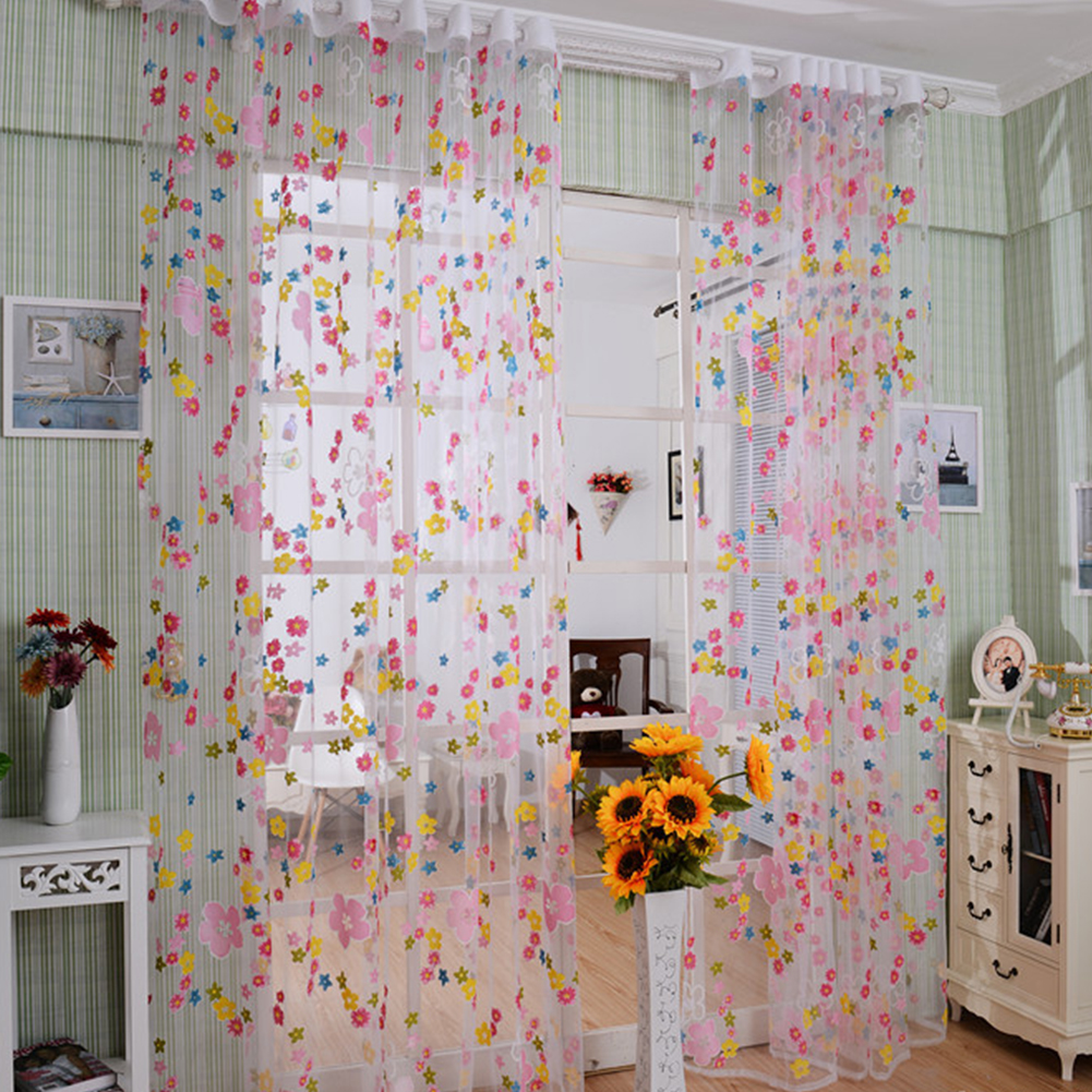Tanio Różowy tiul w kwiaty Sheer zasłony do salonu sypialnia sklep