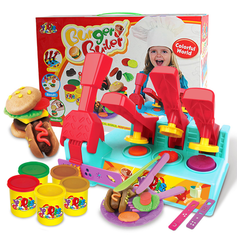 ハンバーガー型セットコンビネーションカラーマッドキットプラスチシン子供たちのおもちゃのおもちゃ