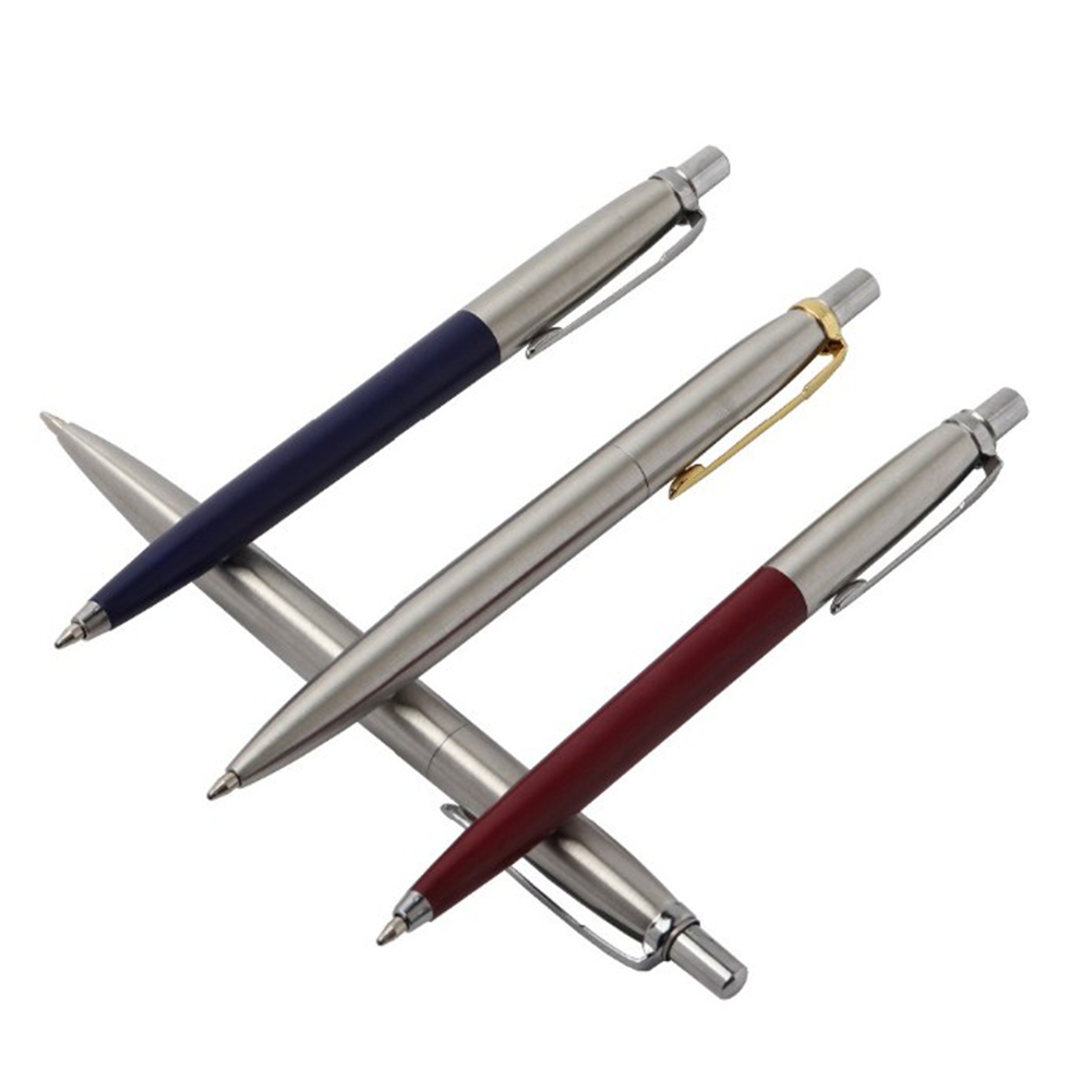 Metalowy kulkowy długopis stylu prasowego - prezent dla uczniów i biura, automatyczny, unisex - Wianko - 1