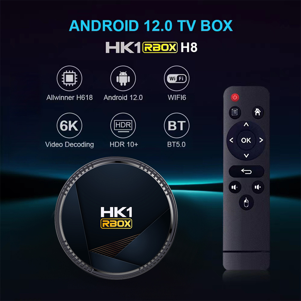 Hk1 Rbox H8 セットトップ ボックス H618 Android 12.0 HD デュアルバンド Wifi6 Bluetooth 対応 5.0 (バッテリーなしのリモコン)