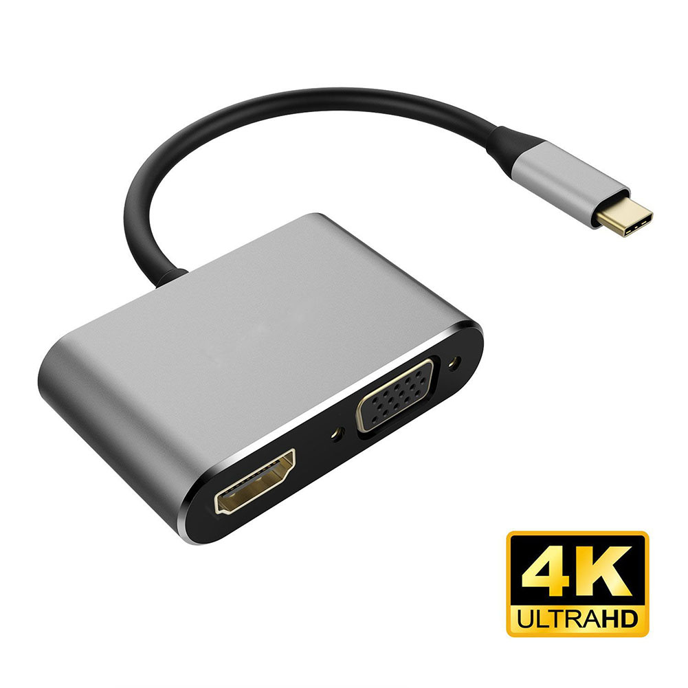 Buy USB 3.1 Type-C to HDMI VGA Adapter 2 in1 VGA HDMI 4K UHD Dual ...