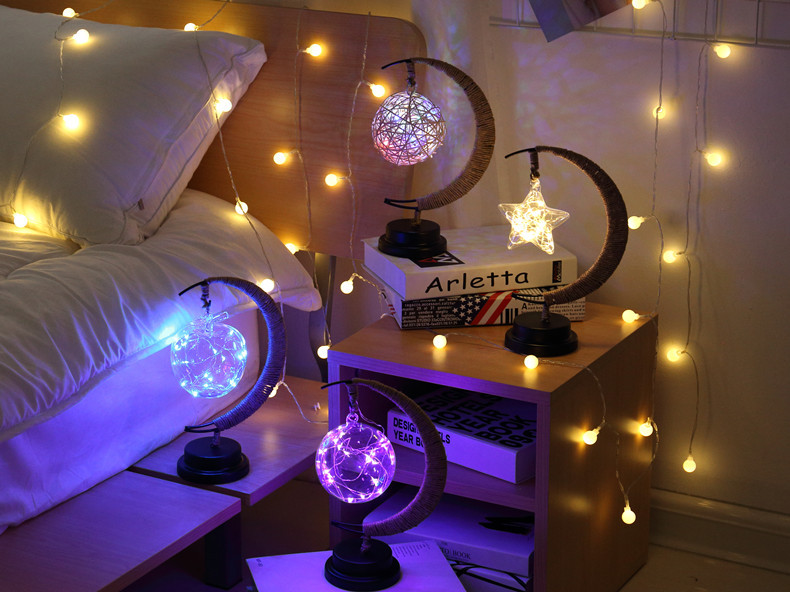 LEDレトロ手作りリネンアイアンランプExquiaiteナイトライトクリスマスパーティの家の装飾のための