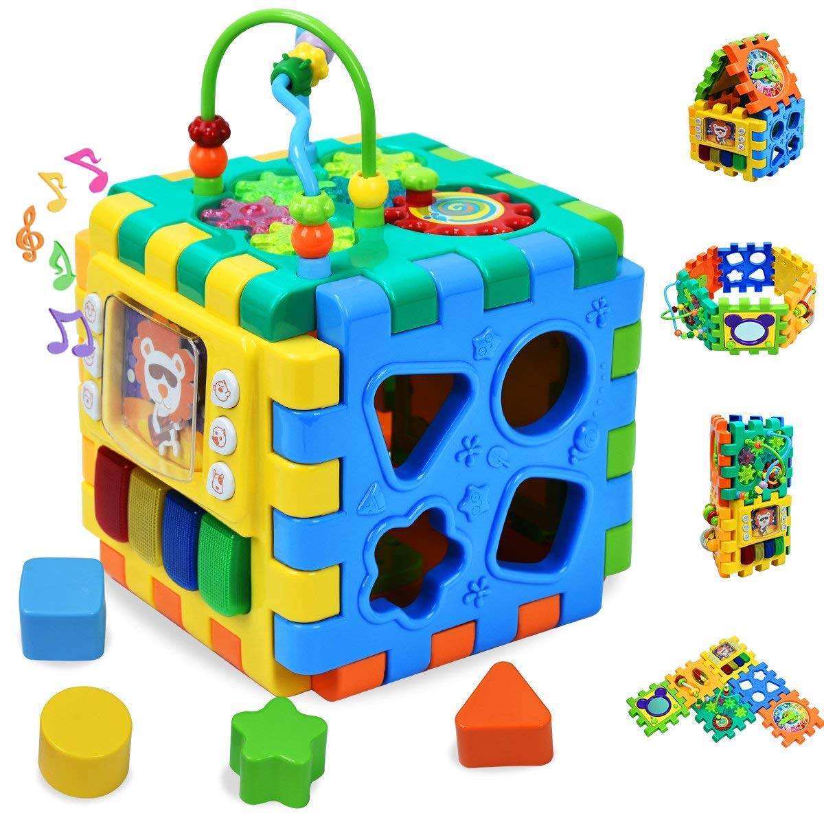 6 in 1多目的ビルディングブロックおもちゃキッズ色ソータービーズ迷路時間学習クロックスキルの向上教育ゲームおもちゃ