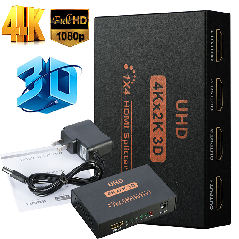 超HD 4K 4の港HDMIのディバイダー1x4の中継器のアンプ1080P 3Dのハブ4の1