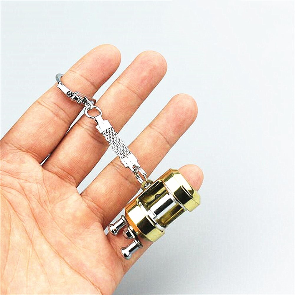 Miniature Trolling Reel Drum Wheel Key Chain Fishing Reel Pendant Angler Gift