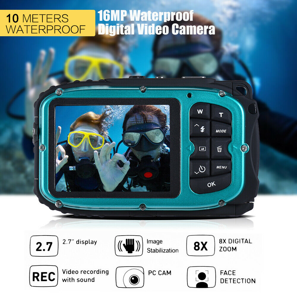 16MP 2.7 HD LCD防水デジタルビデオカメラDVRビデオカメラ8倍ズーム