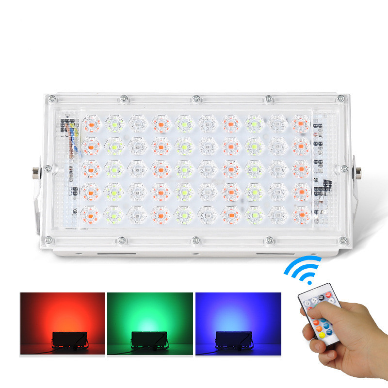 Remote 50W RGB LED Flood Light Waterproof Landscape Spotlight Floodlight Lamp