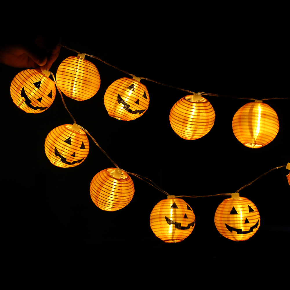 ハロウィーンカボチャランタン恐ろしい顔LEDライト文字列祭りの装飾