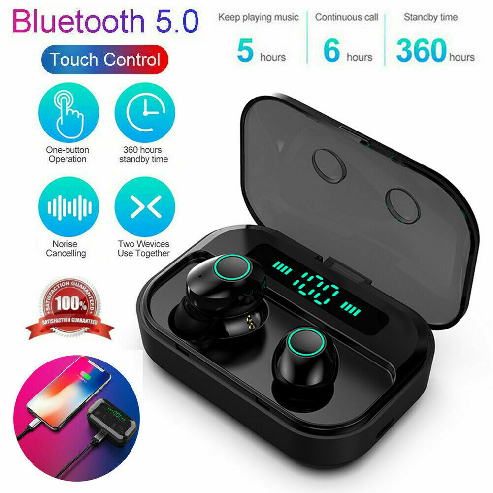 Bluetooth 5.0 Kopfhörer TWS Unsichtbar In-Ear Headset Ohrhörer mit MIC Ladebox