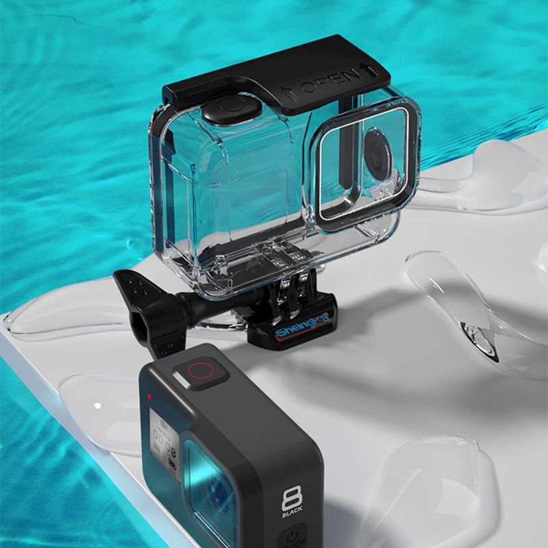 GoPro Hero 8用ソフトラバーキー防水ハウジングシェルGopro8アクションカメラ用ブラックダイビング保護ケースフィルター