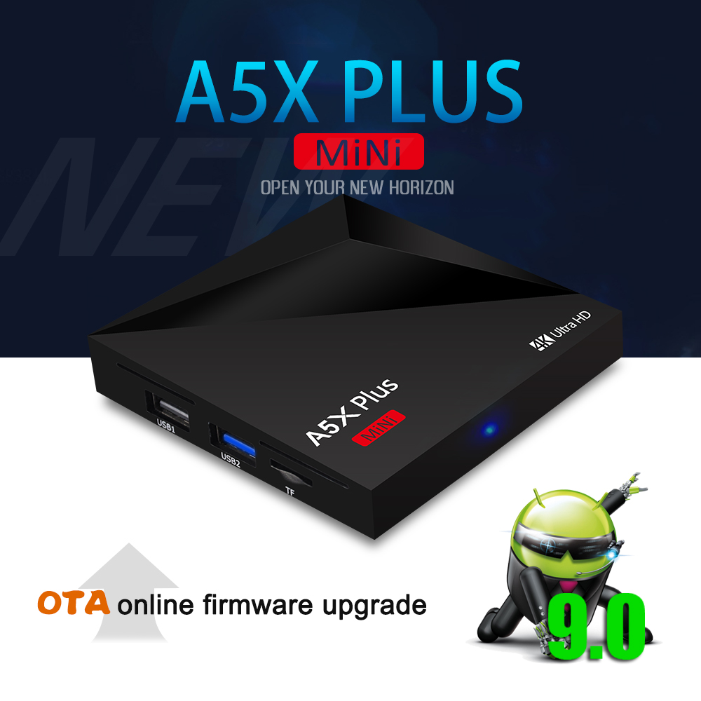 A5X Plus Android 9.0 Rk3328クアッドコア4K H.265 HDR10 USB3.0 2G / 16Gミニメディアプレーヤー用スマートTVボックス