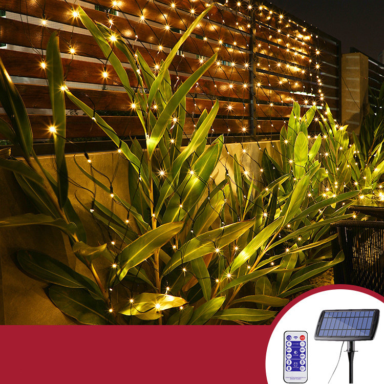LED Solar Sun Net Mesh String Fairy Light Xmas Wedding Outdoor Garden Patio Lamp