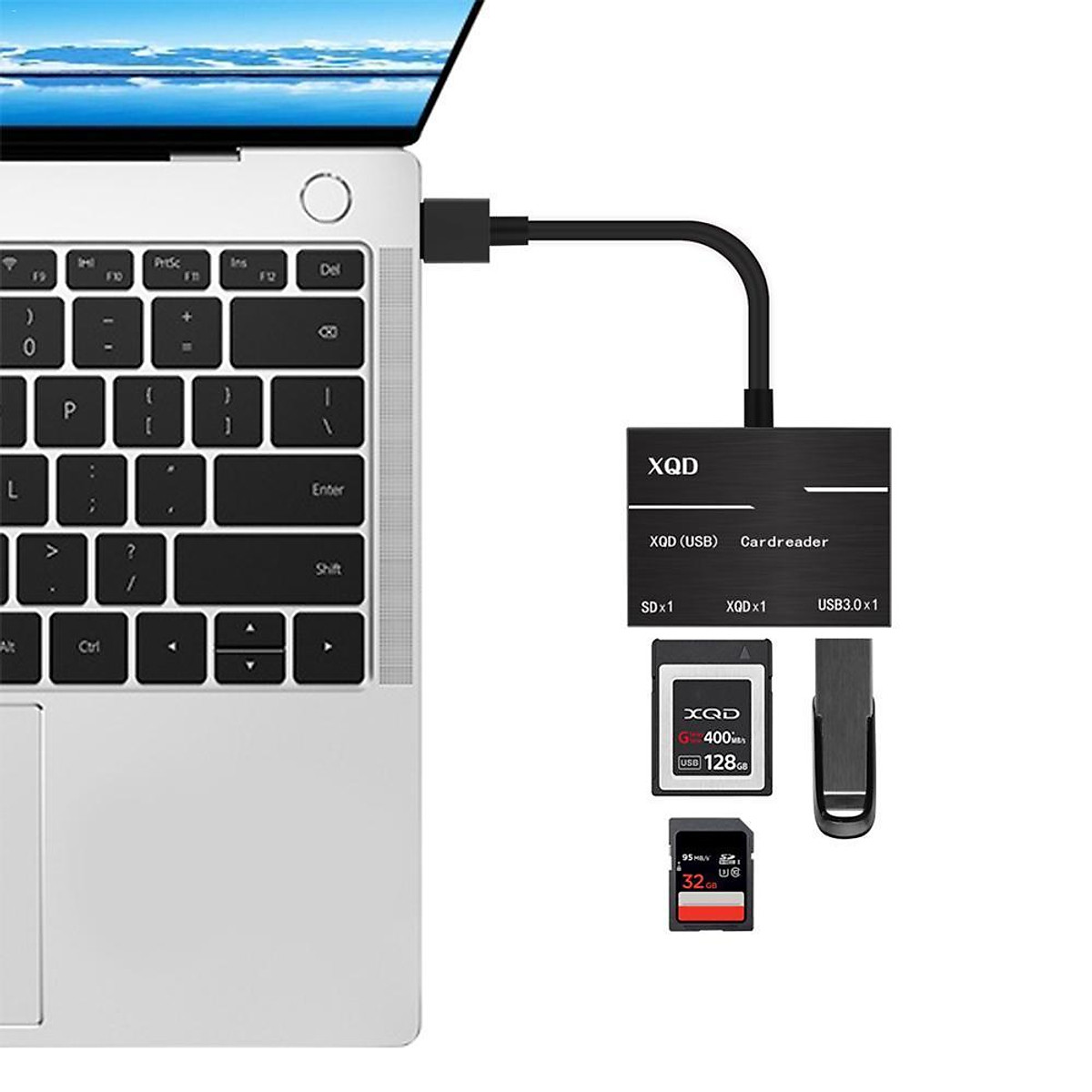 USB 3.0 / 2.0XQDカードアダプターと互換性のあるスーパースピードメタルカードリーダー