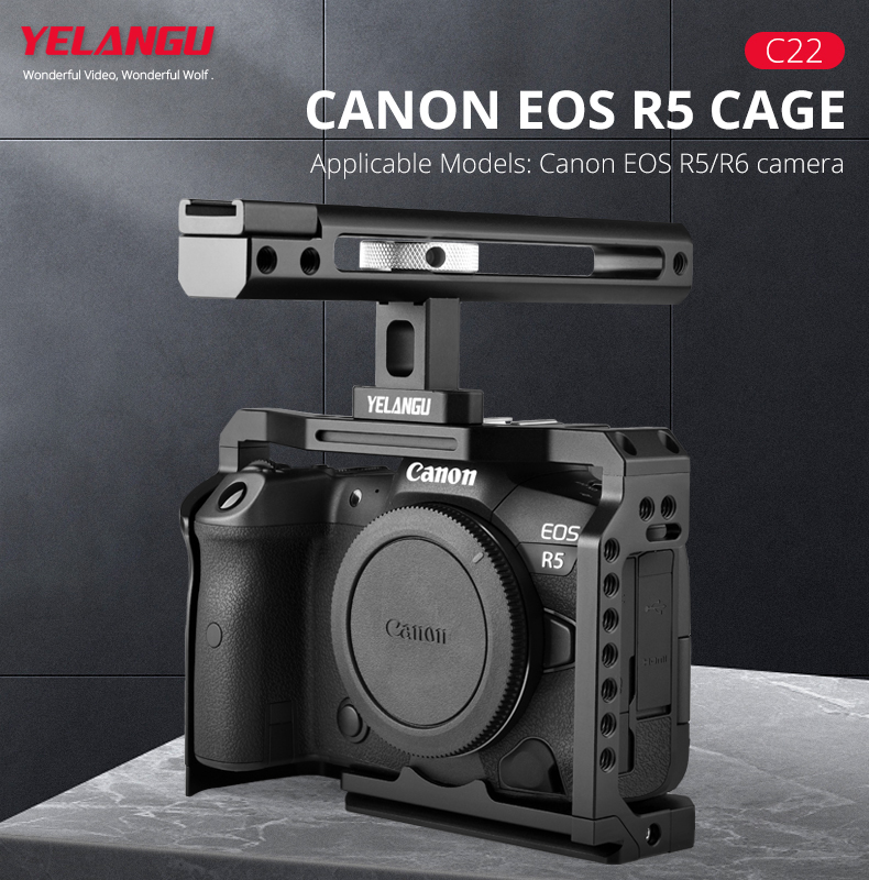 YELANGUメタルカメラケージ+ EOS R5 / R6カメラリグビデオリグ用ハンドル