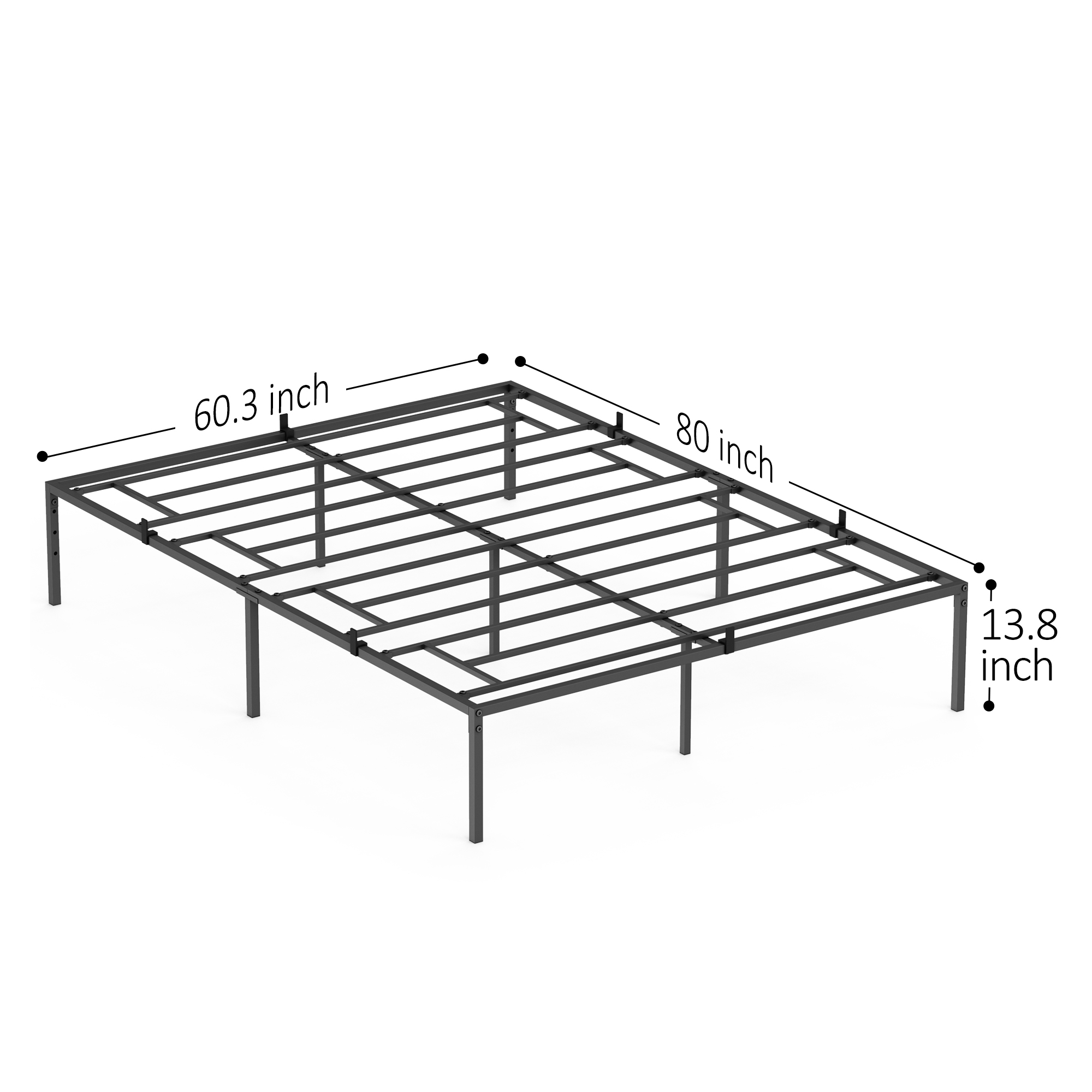 Twin/Full/Queen Size Bed Frame With Metal Slats Support, No Box Spring Needed