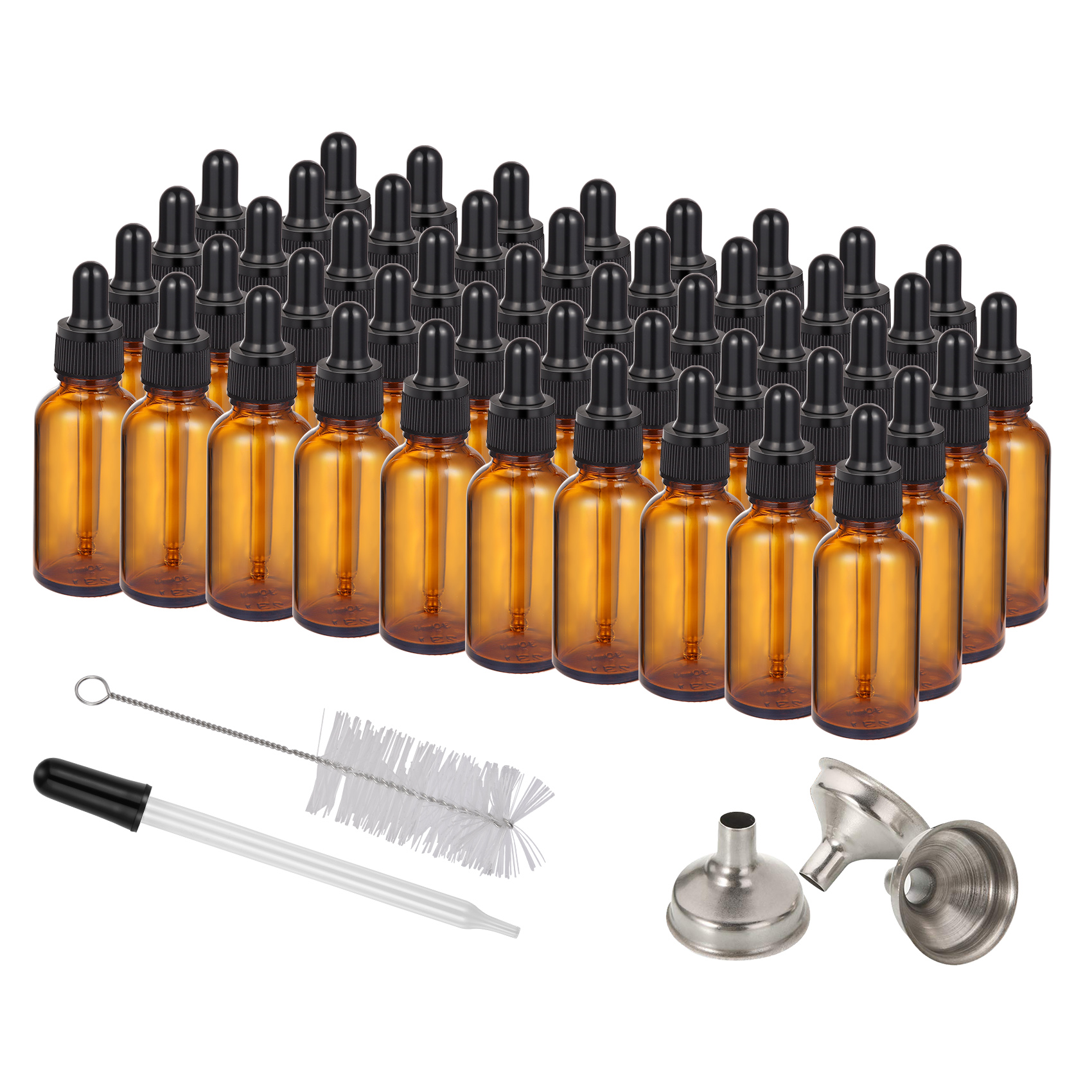 1 Oz Amber Glass Bottle with Glass Eye Dropper (30ml) - Pack of 12/24/48, New US
