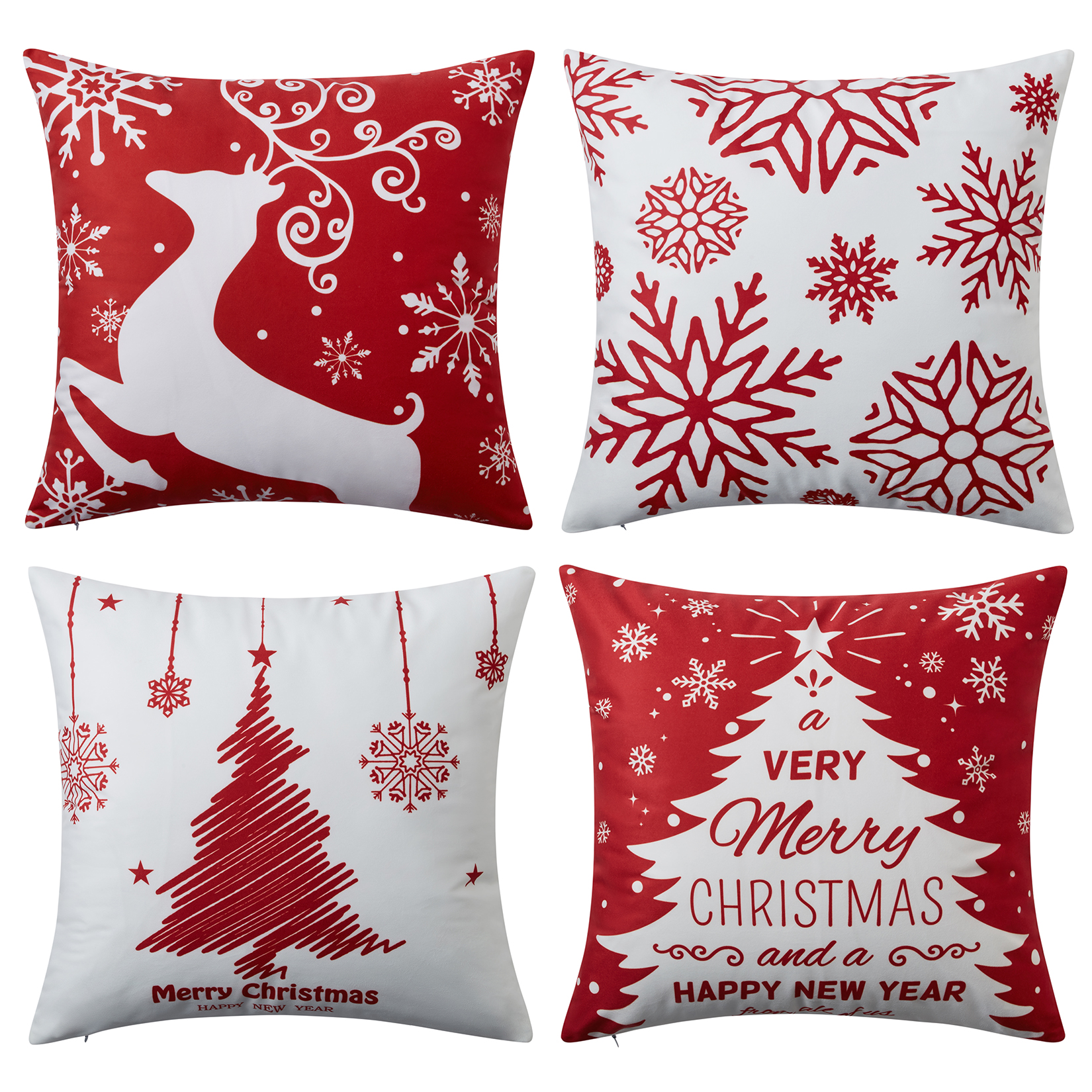 4 Pack Christmas Throw Pillow Covers Christmas Sofa Decorations 18x18 20×20