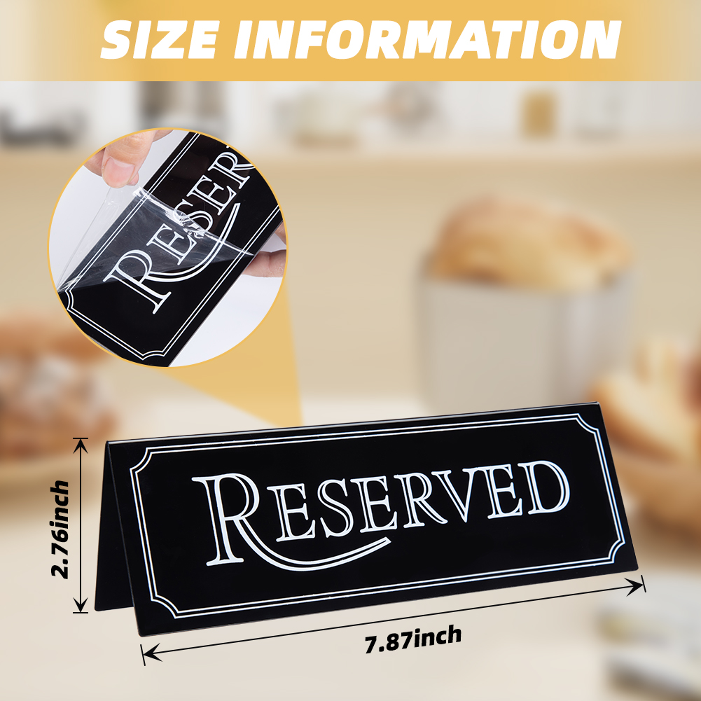 Description Picture 5 of item6 Pcs Acrylic Reserved Table Sign Table Tent Wedding Sign Guest Reservation Table Seat Sign Waterproof Reserve Signs for Party