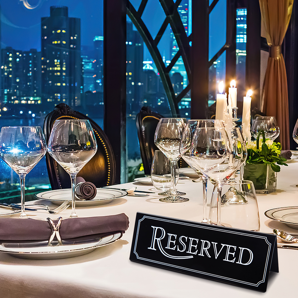 Description Picture 6 of item6 Pcs Acrylic Reserved Table Sign Table Tent Wedding Sign Guest Reservation Table Seat Sign Waterproof Reserve Signs for Party