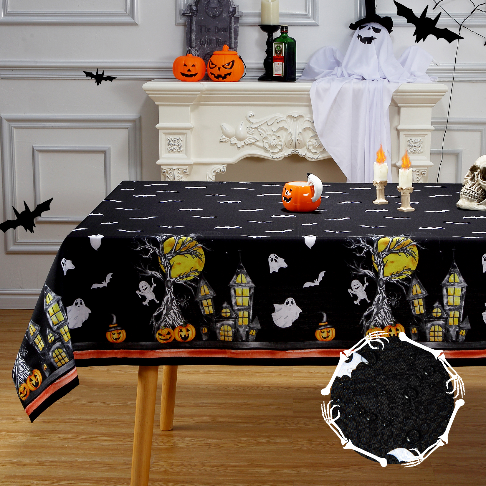 Halloween Party Tablecloth Spider Web Pumpkin Table Cover Dinner Party Decor US