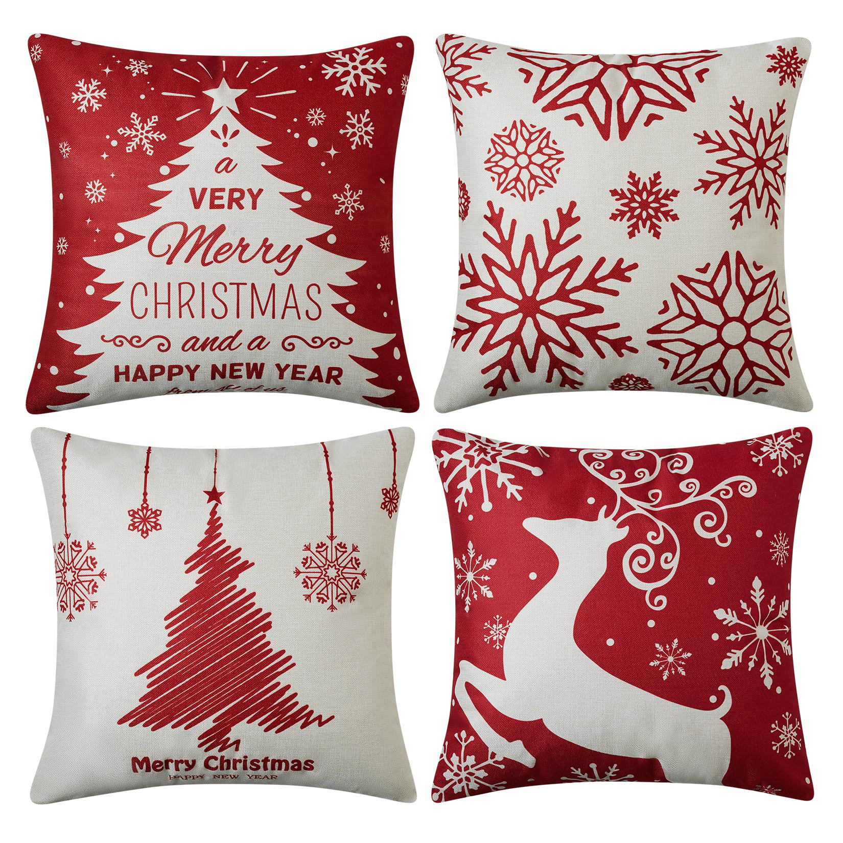 4 Pack Christmas Throw Pillow Covers Christmas Sofa Decorations 18x18 20×20