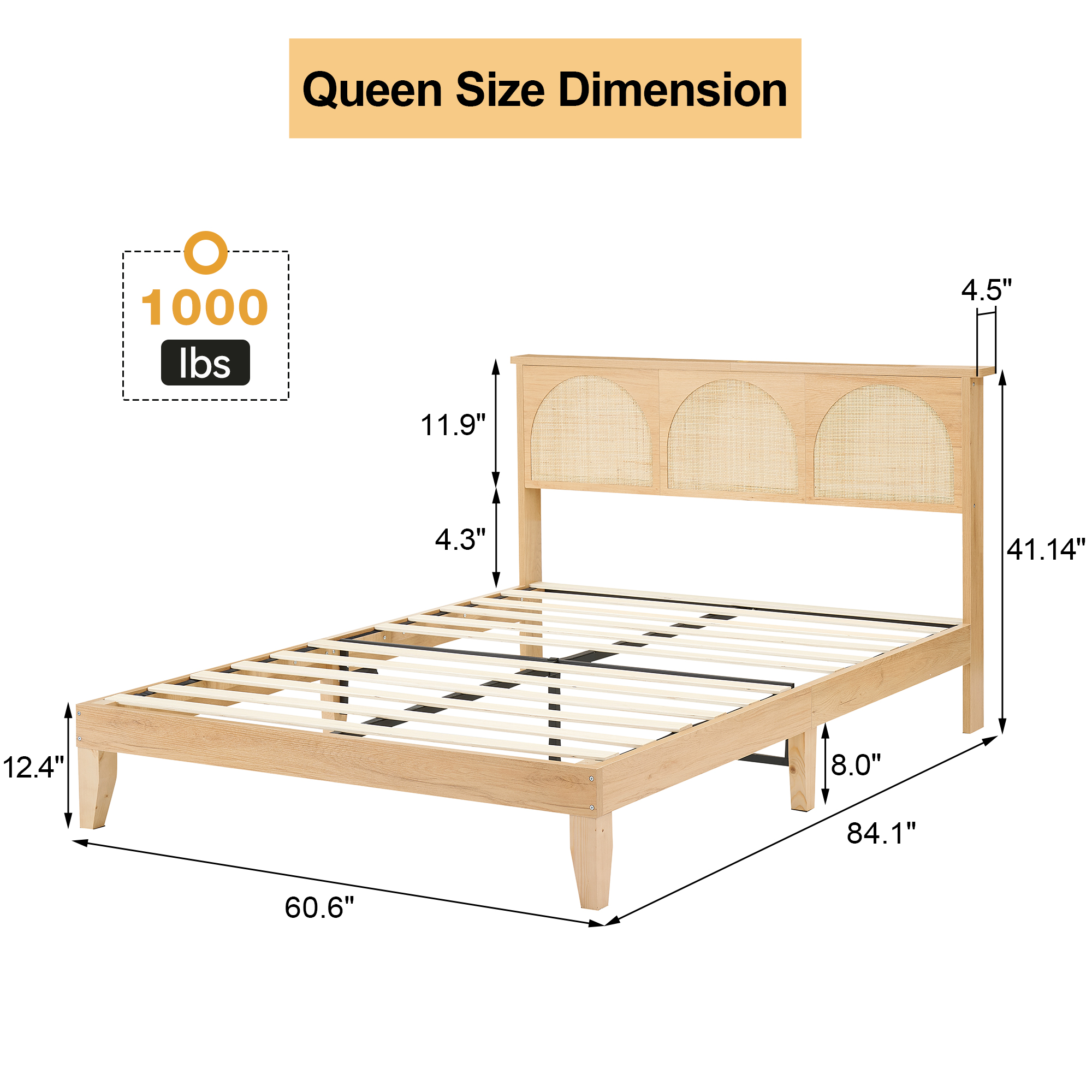 Deluxe RGB LED Bed Frame with Rattan Headboard Bedroom Queen/Full Size Furniture