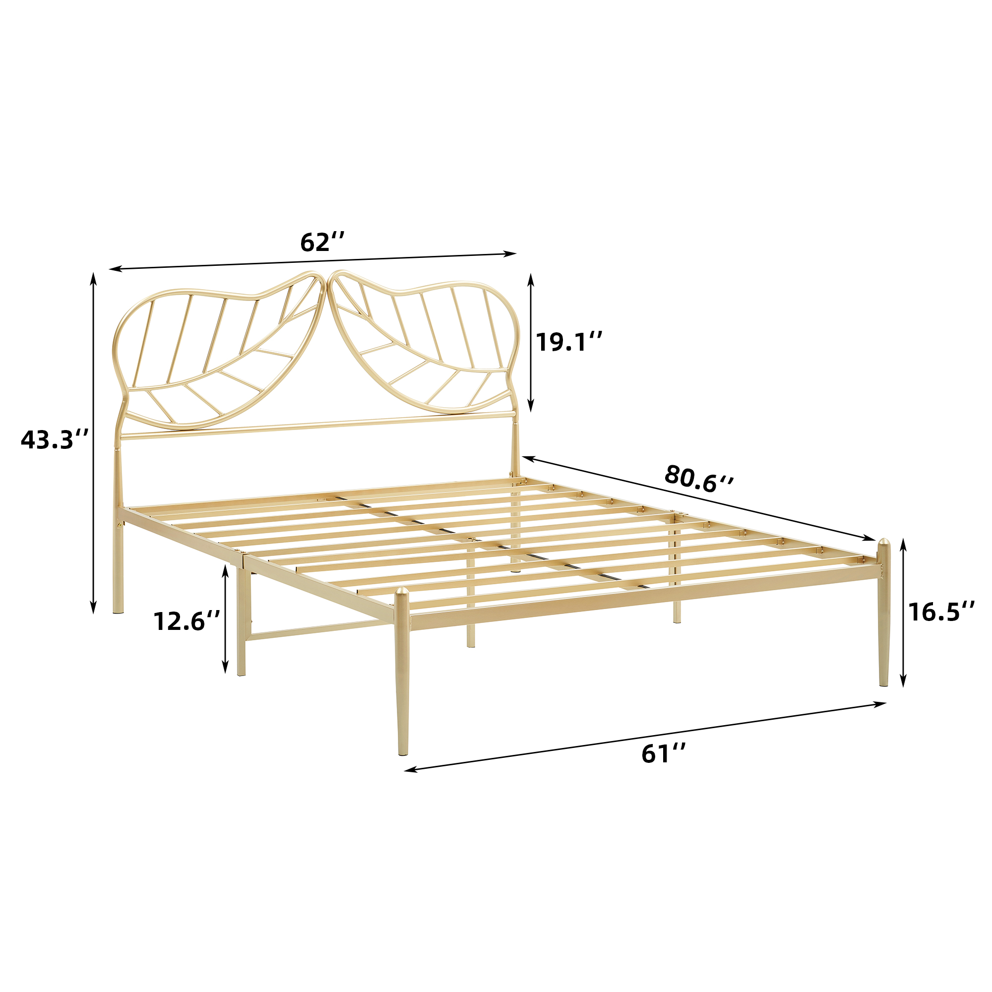 Metal Queen Size Bed Frame 12.6" Metal Mattress Foundations No Box Spring Needed
