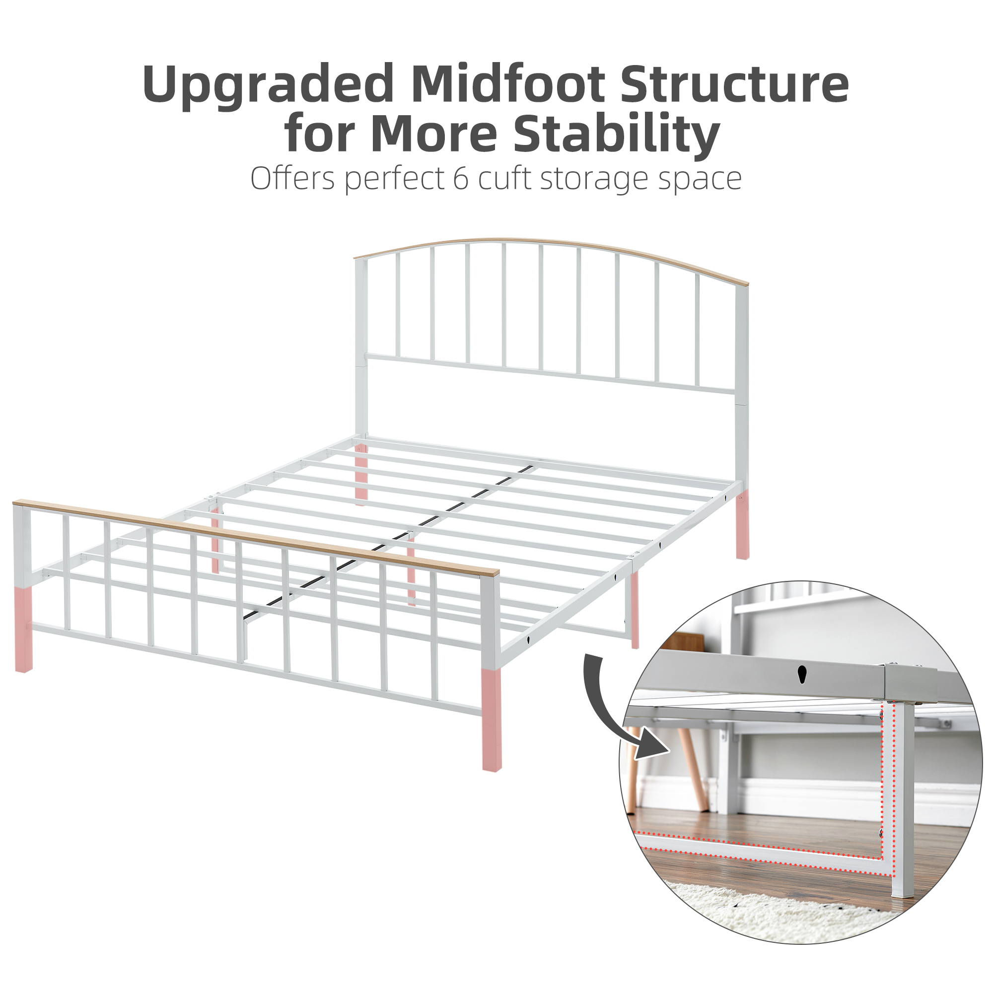 With Headboard And Footboard W/ 4 Storage Drawers White Usa