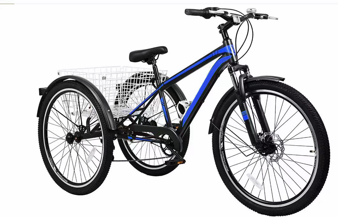 24&ldquo;/26" 3 Wheel Electric Bicycle for Adults 350W Motor Electric Tricycle 3 Modes