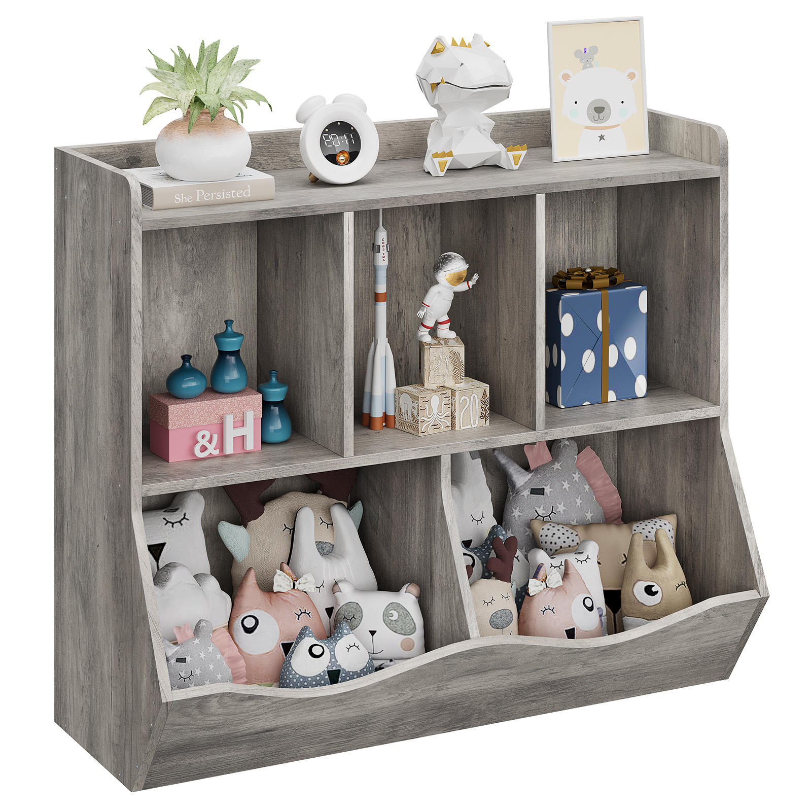 Kid Bookshelf and Bookcase Toy Storage Multi Shelf for Children Playroom Hallway