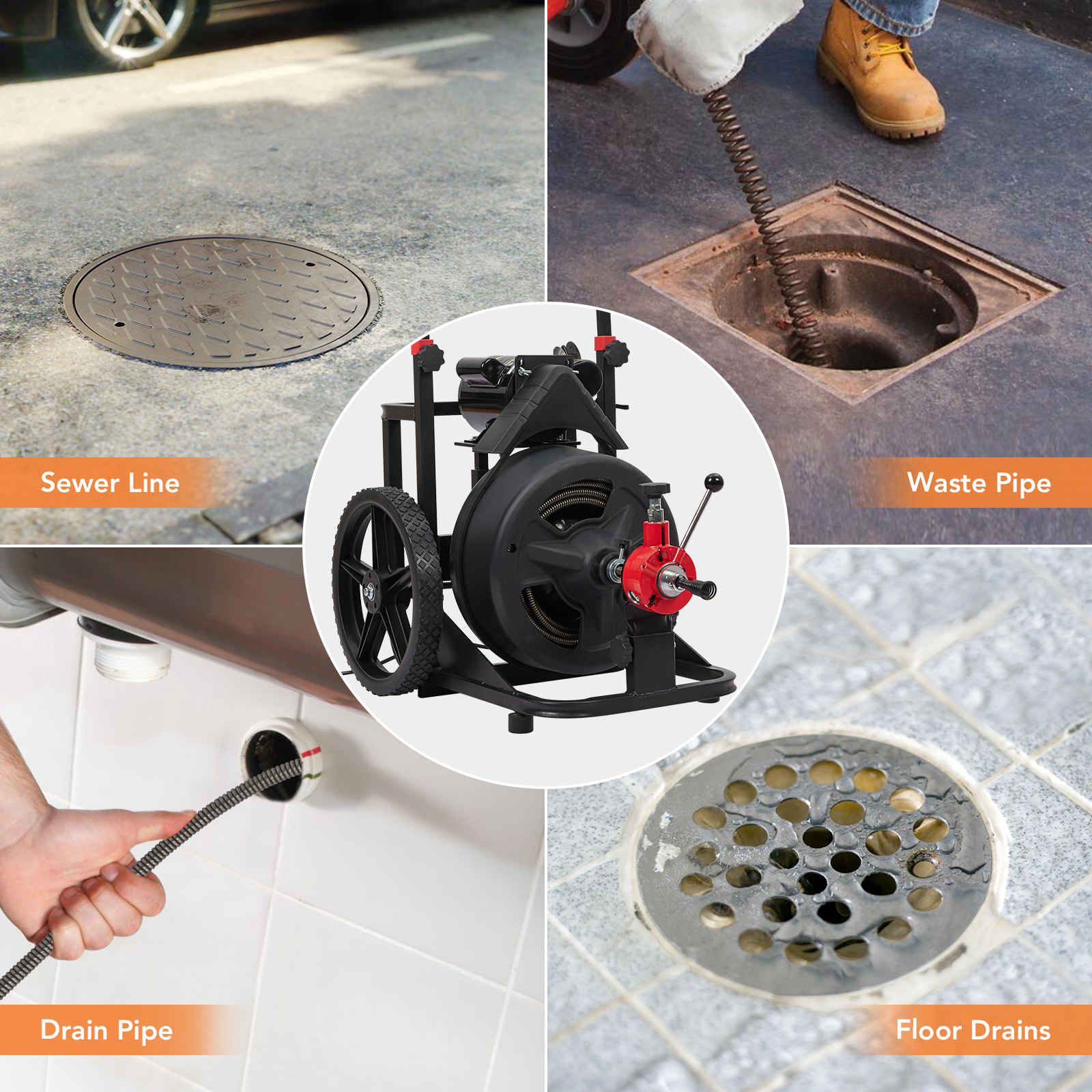 Electric 100FT Drain Auger Cleaner Cleaning Machine Plumbing Sewer