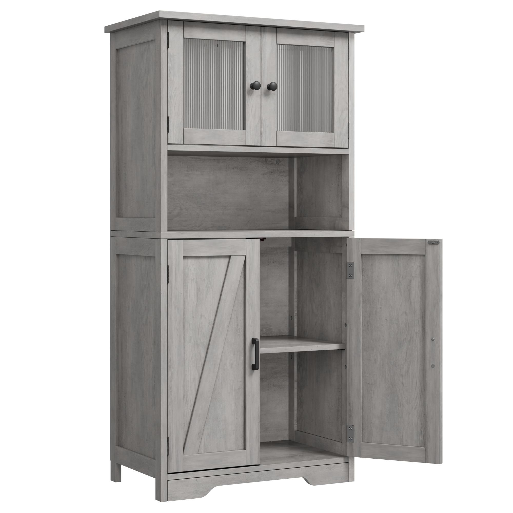 Kitchen Pantry Storage Cabinet with Doors and Shelves 50.4" Freestanding Cabinet