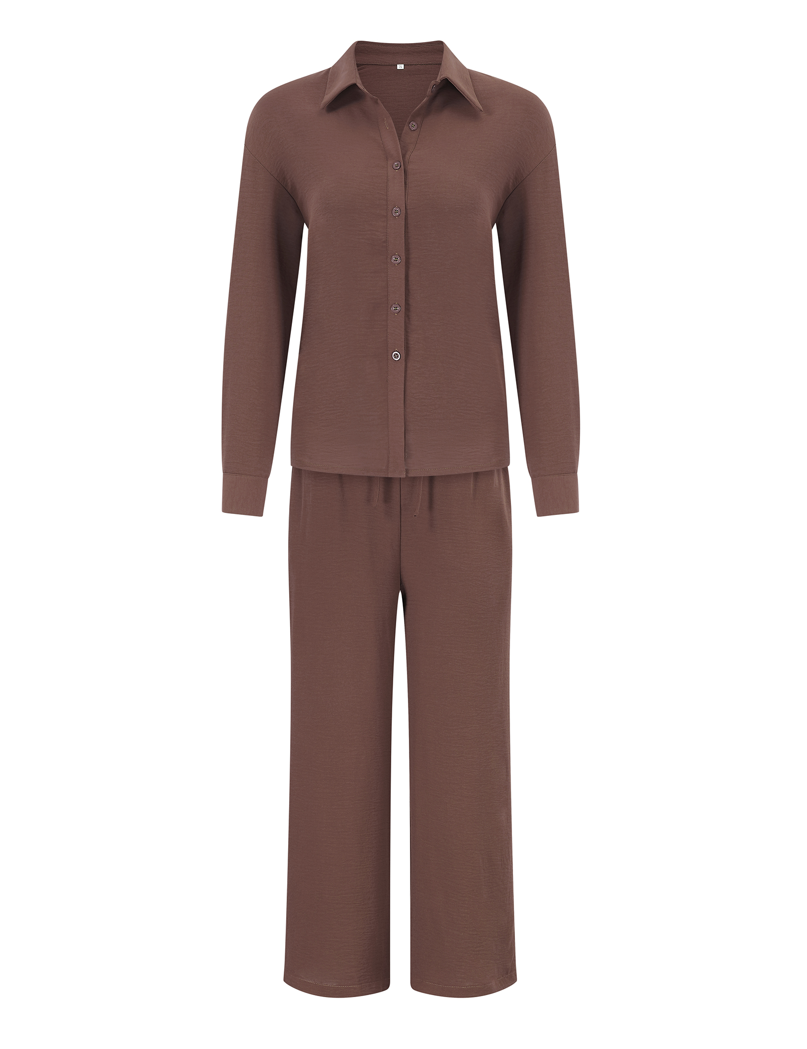 Women's 2 Piece Outfits Wide Leg Pant Sets Long Sleeve Button Down Shirt lounge - Picture 9 of 18