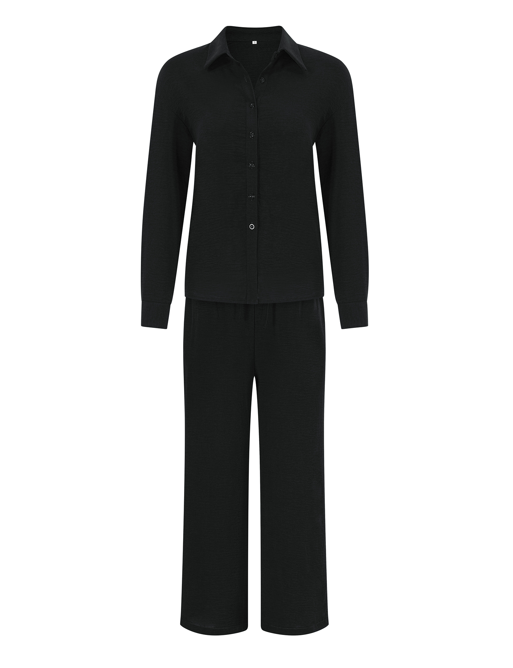Women's 2 Piece Outfits Wide Leg Pant Sets Long Sleeve Button Down Shirt lounge - Picture 14 of 18
