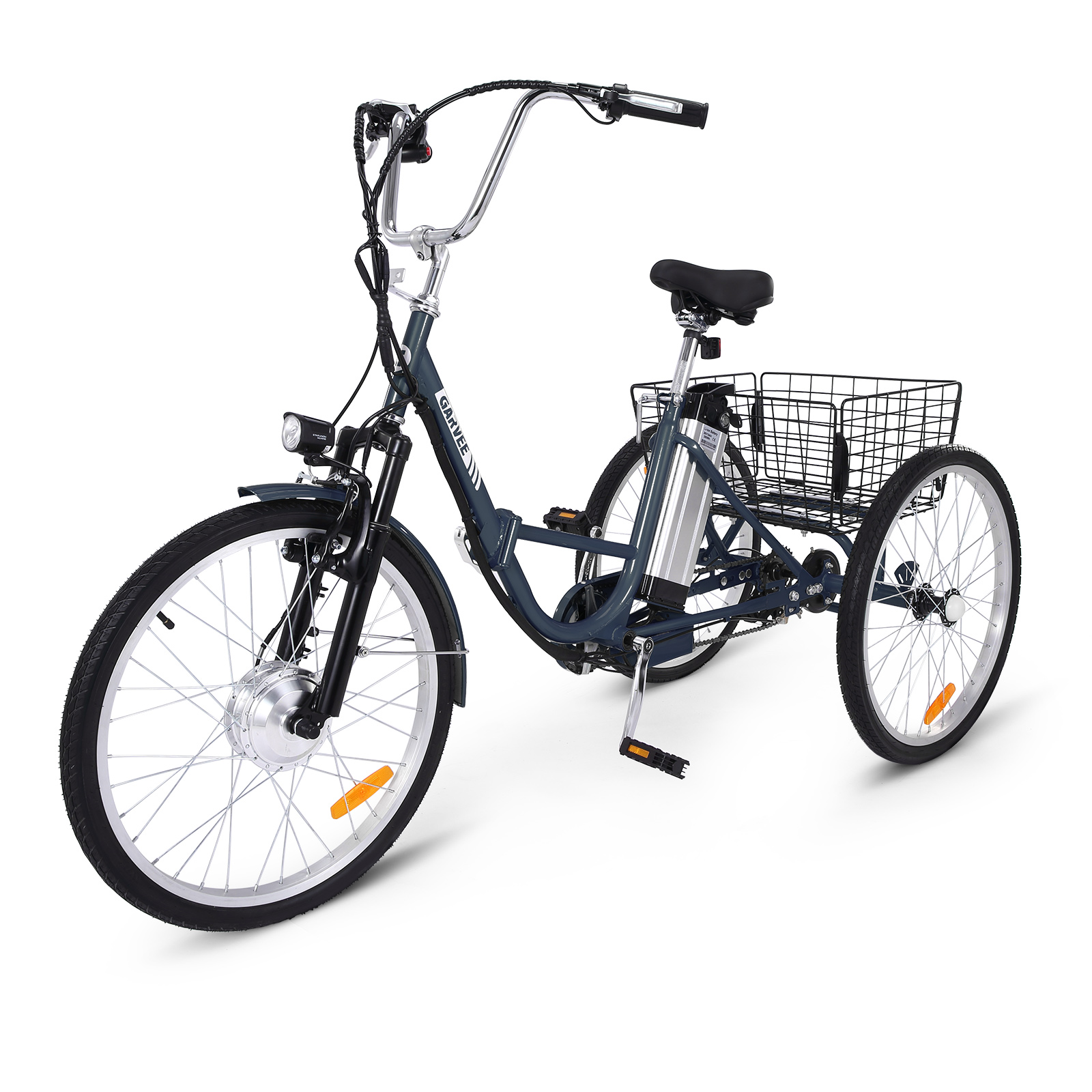 7 Speeds Folding Electric Tricycle, 24/26 Inch 3 Wheel Motorized Bicycle 250W