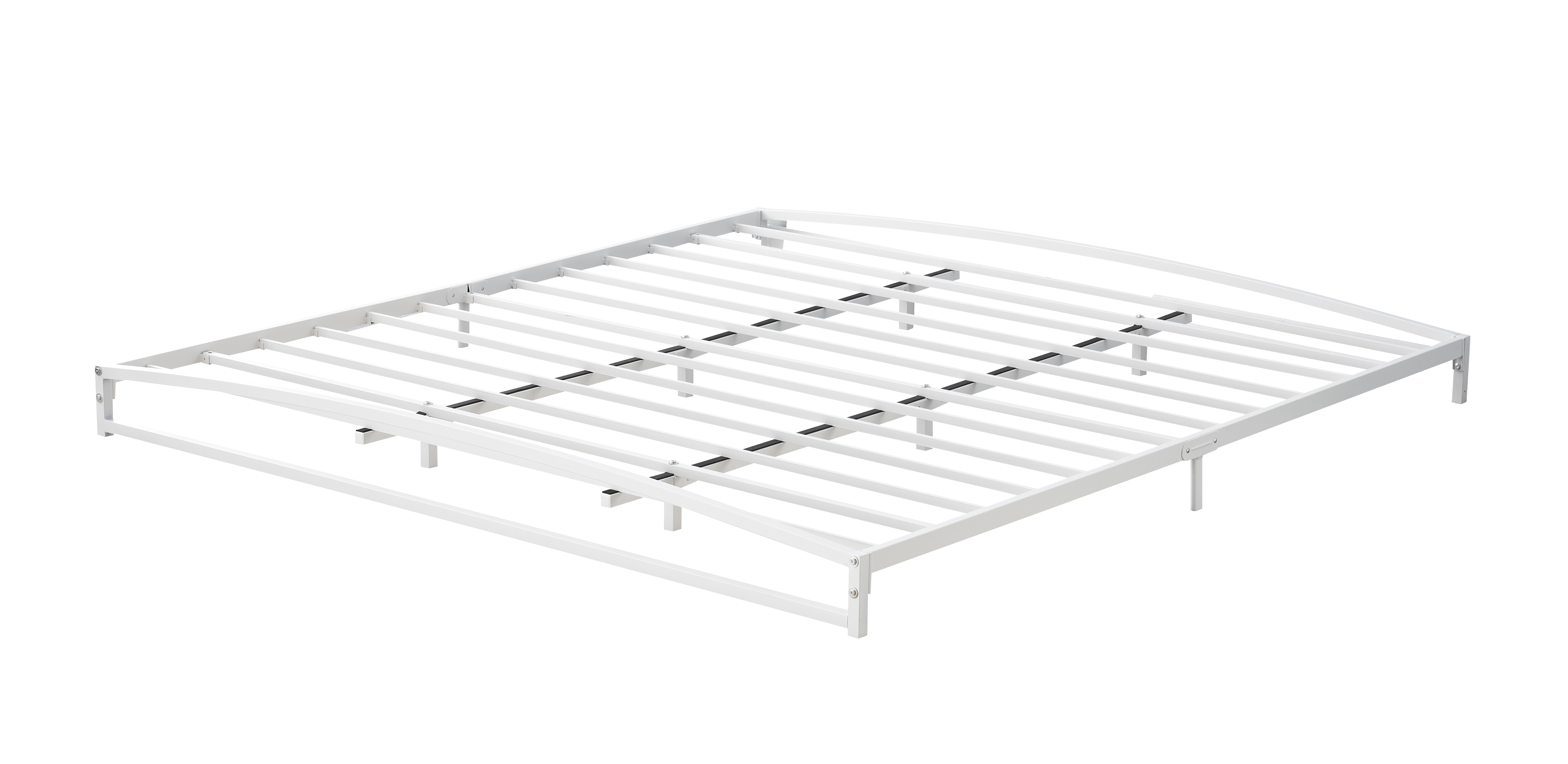 Black/White 6/10 Inch H Metal Bed Frame with Slat Support Mattress Foundation   