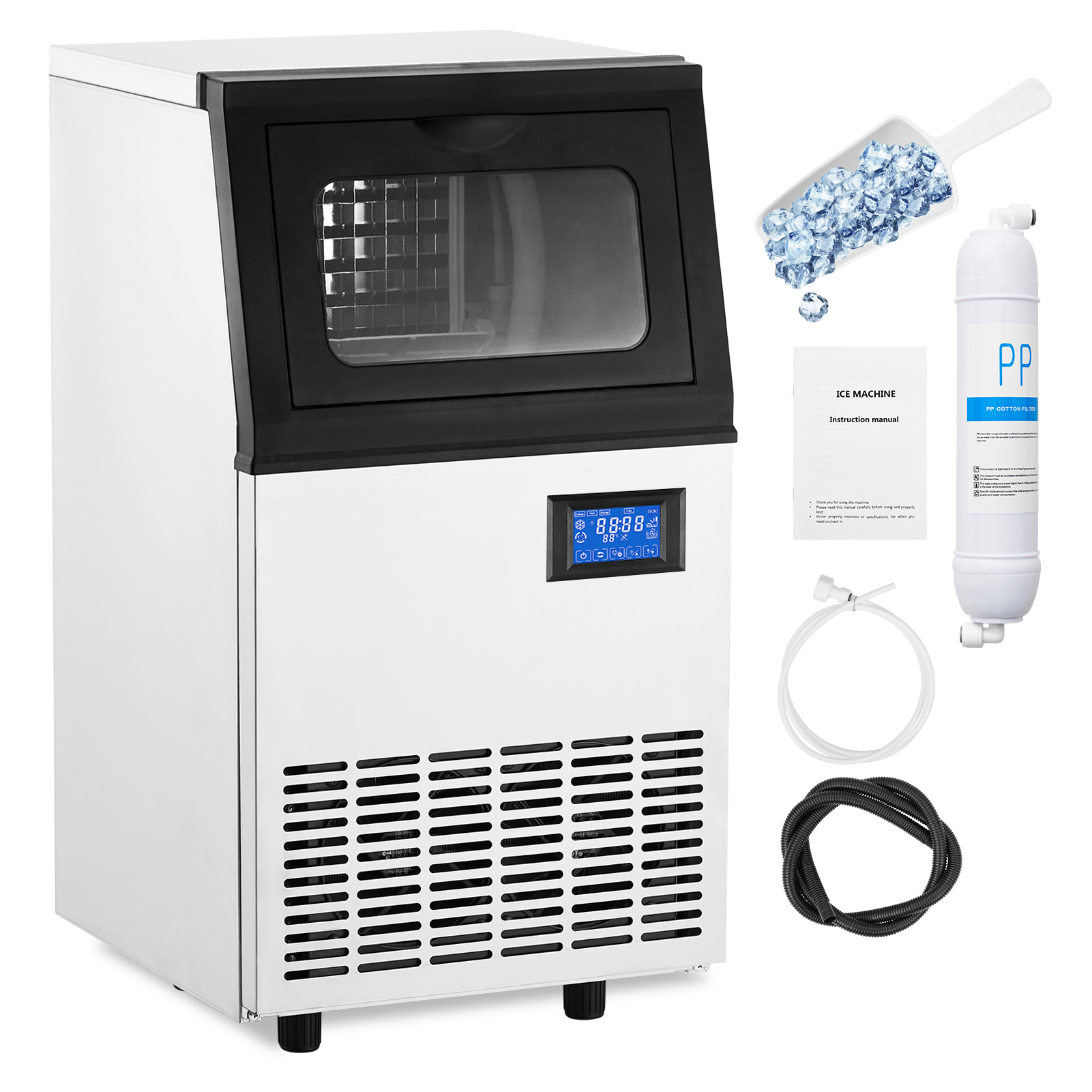 Nugget Ice Maker Machine 110LBS/Day W/Chewable Ice Cubes and 18LBS Storage(190W)