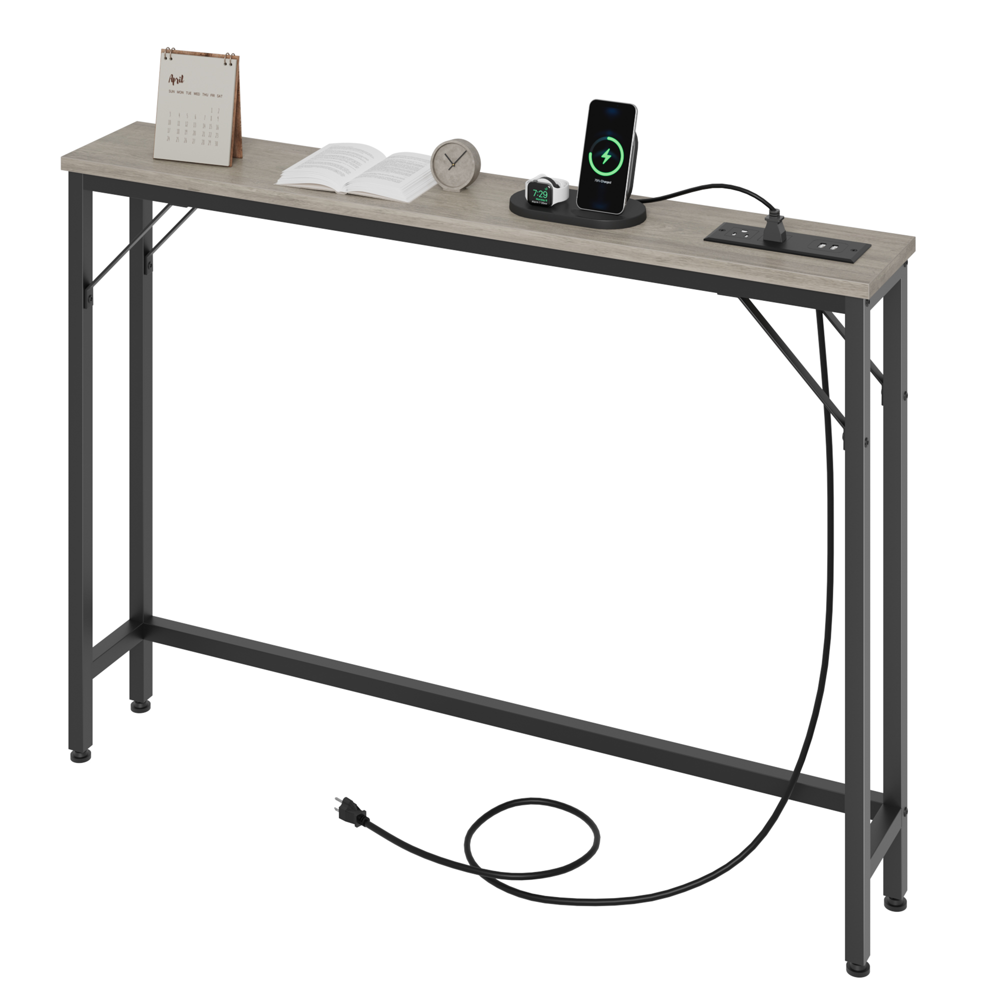 5.9" W Skinny Console Table with Storage Narrow Sofa Table for Entryway Hallway