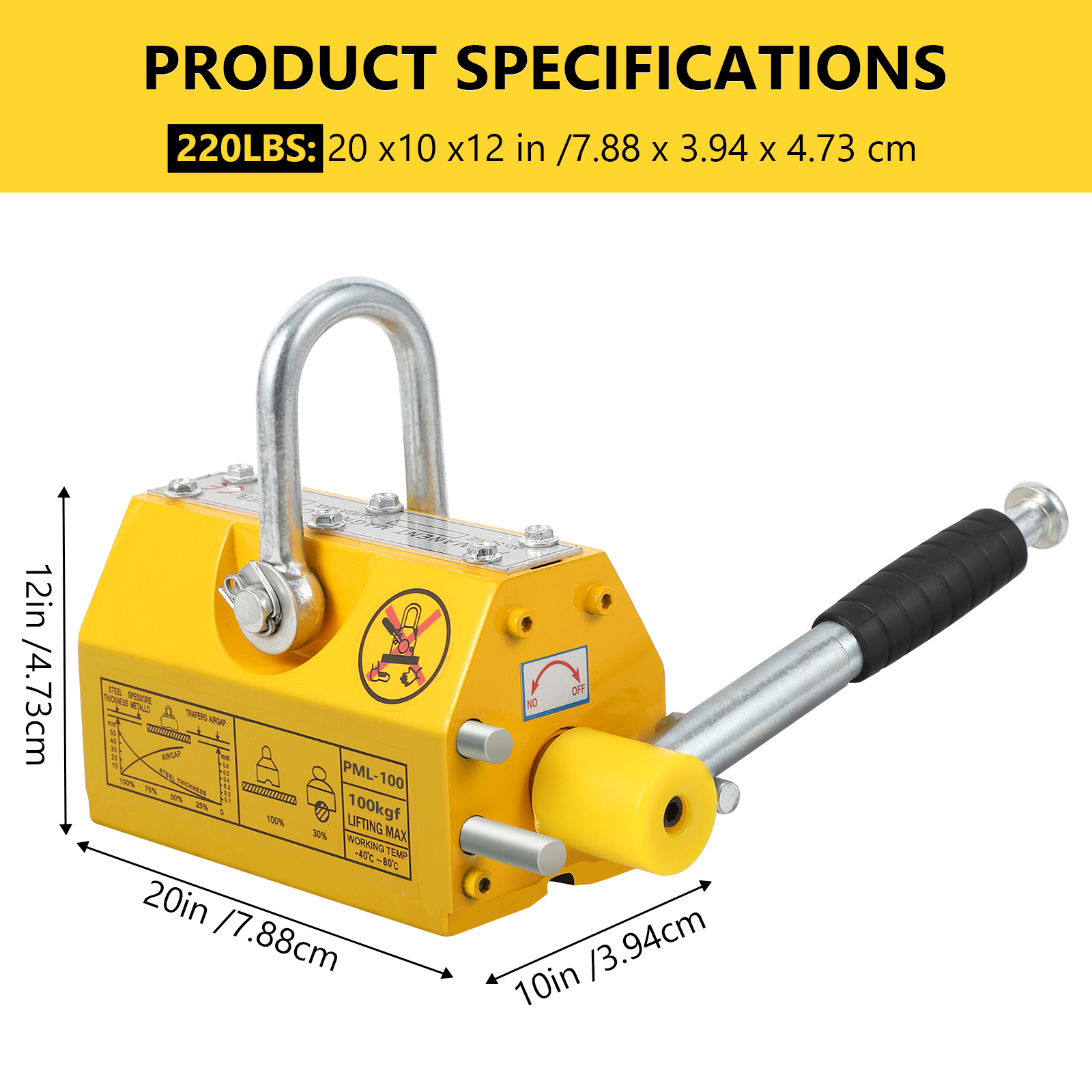 Updated Permanent Magnetic Lifter Lifting Magnet Release 220/660/880/1320/2200LB - Picture 10 of 12