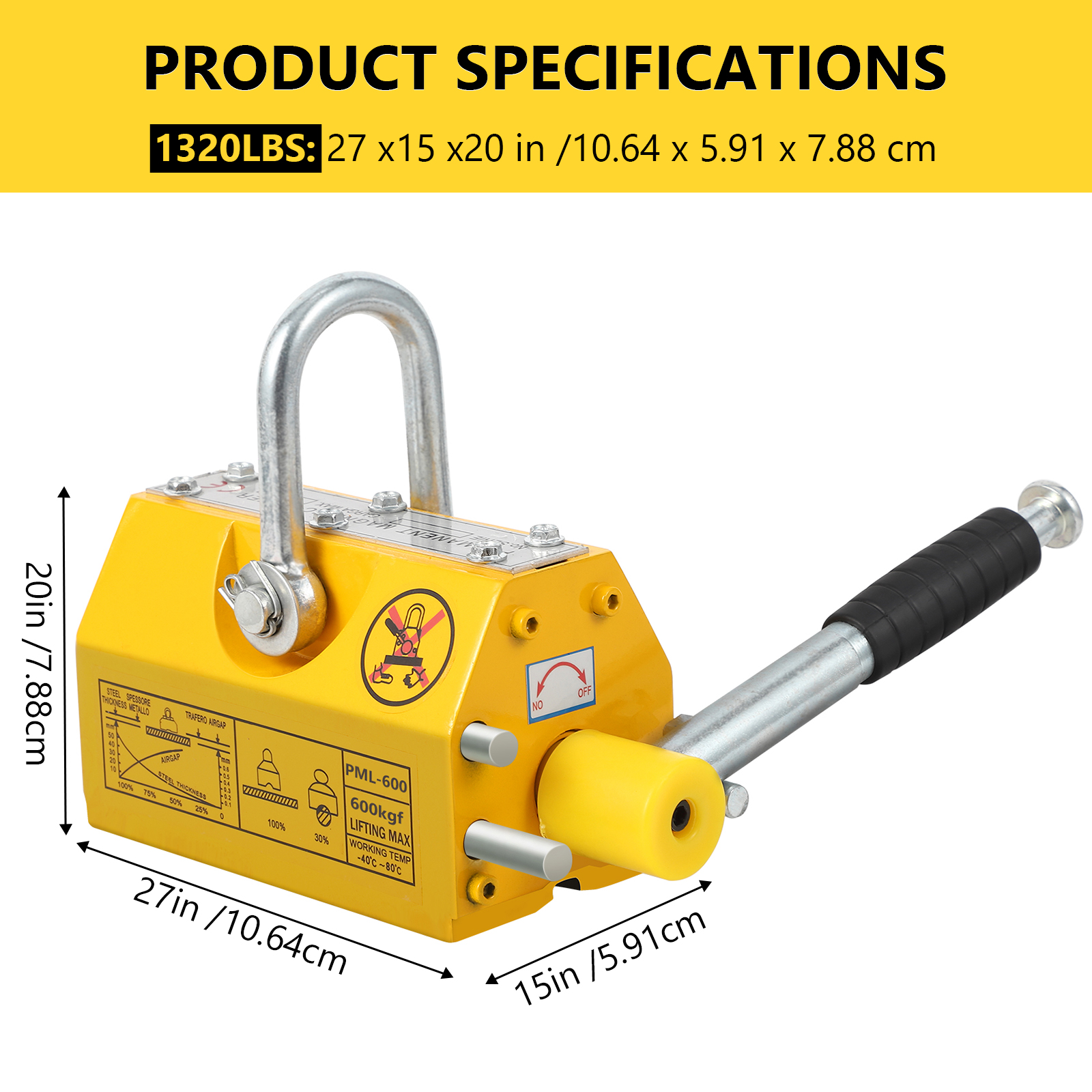 Updated Permanent Magnetic Lifter Lifting Magnet Release 220/660/880/1320/2200LB - Picture 11 of 12