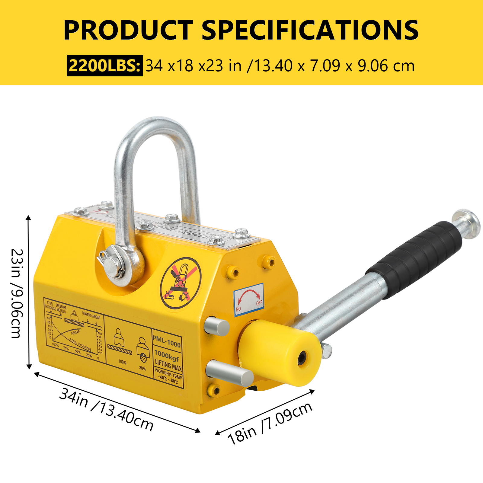 Updated Permanent Magnetic Lifter Lifting Magnet Release 220/660/880/1320/2200LB - Picture 9 of 12