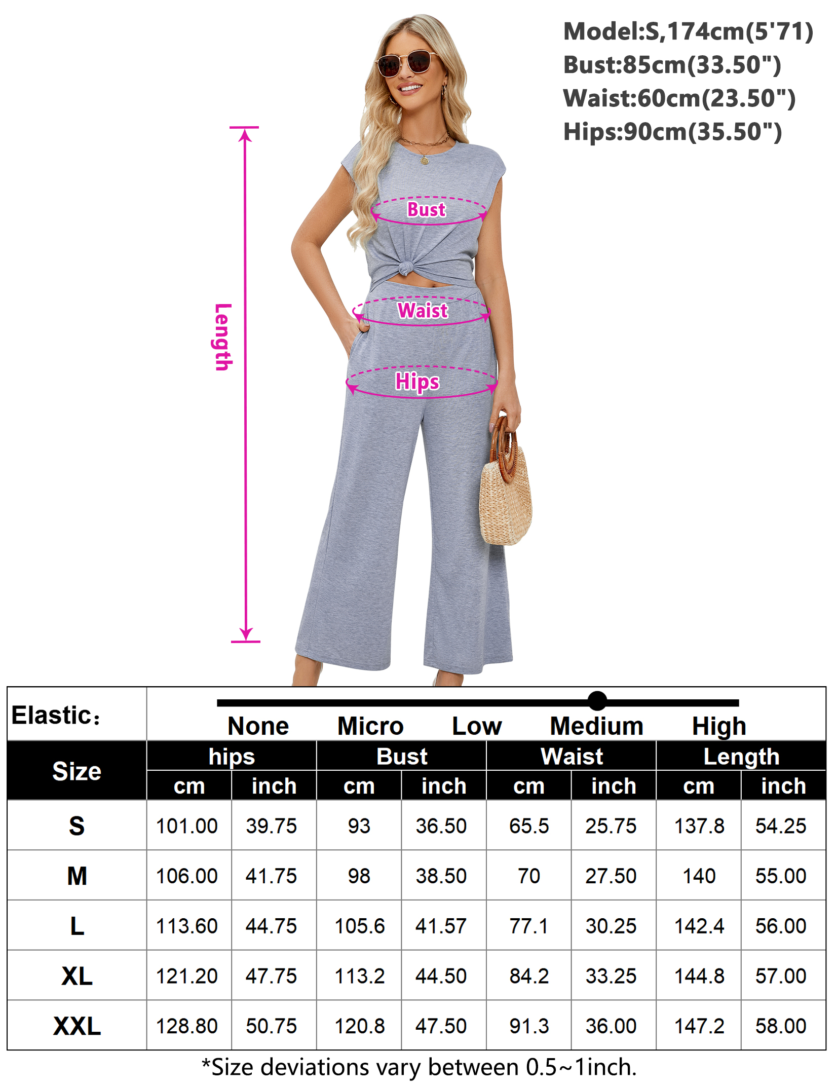 Women Jumpsuits Front Knot Crewneck Romper Backless Sleeve One Piece Outfits US - Picture 9 of 11