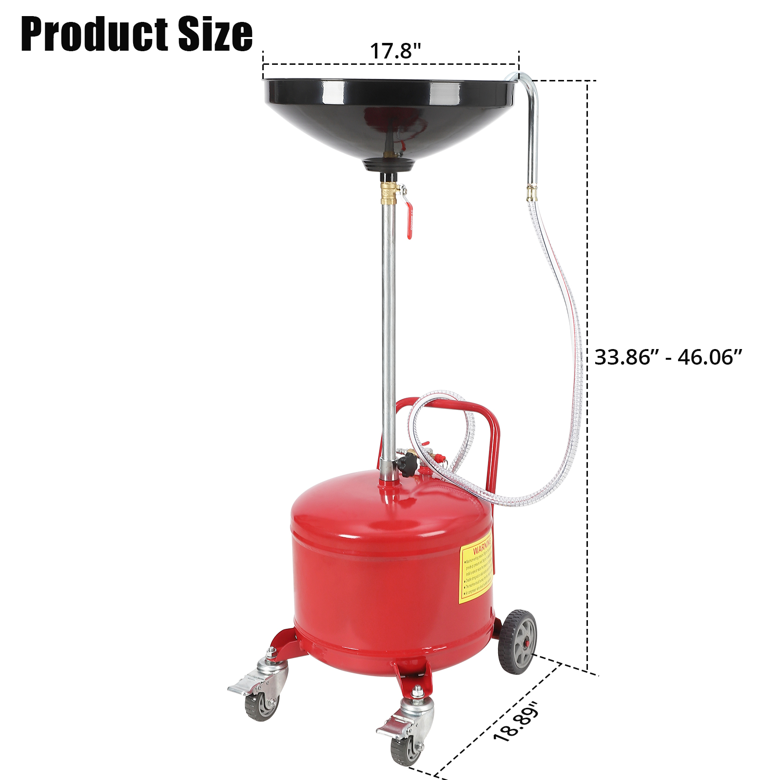 8/18/20 Gallon Portable Oil Drain Tank W/ Level Gauge & Adjustable Funnel Height