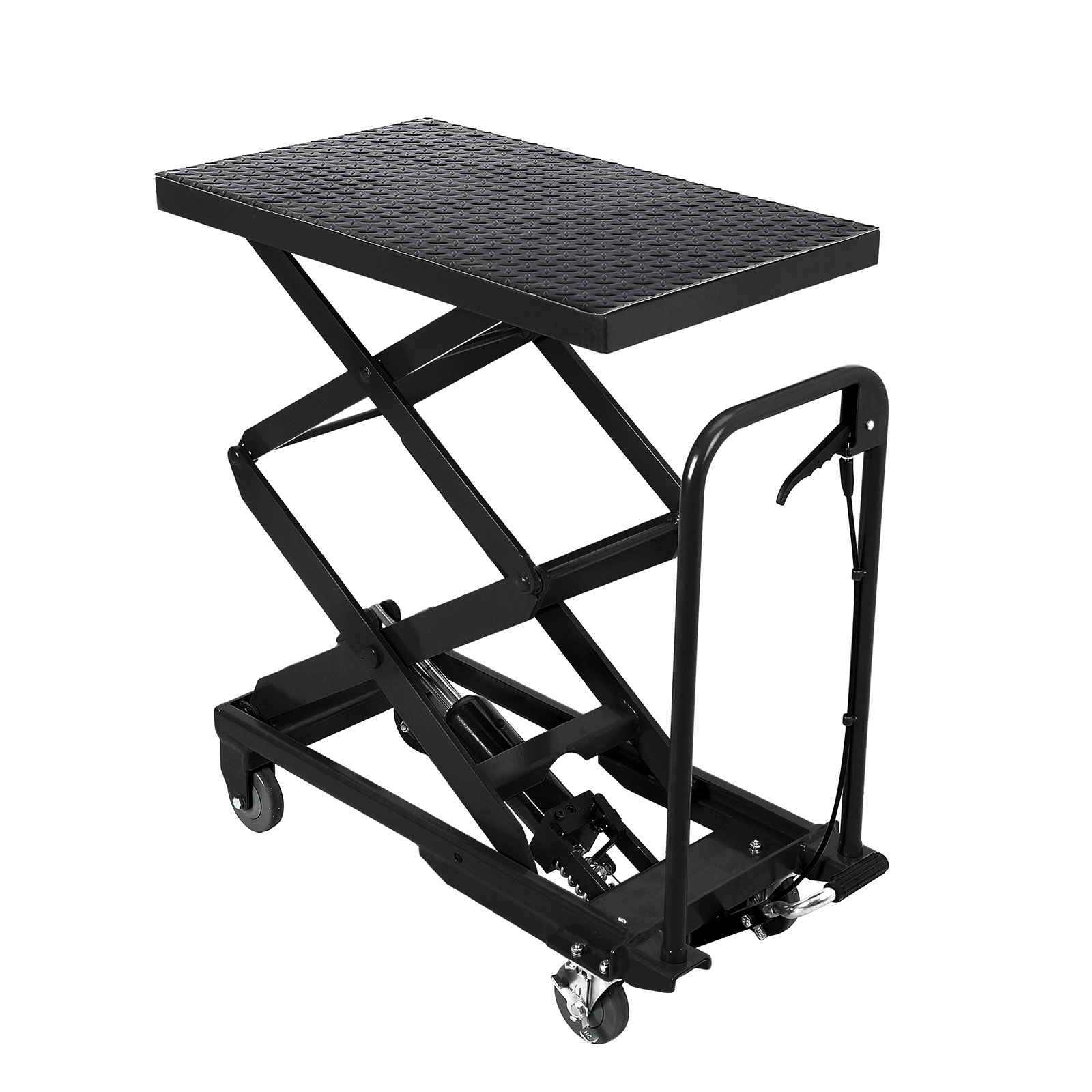 48" Lifting Height 500 LBS Double Scissor Hydraulic Lift Table Cart with 4 Wheel