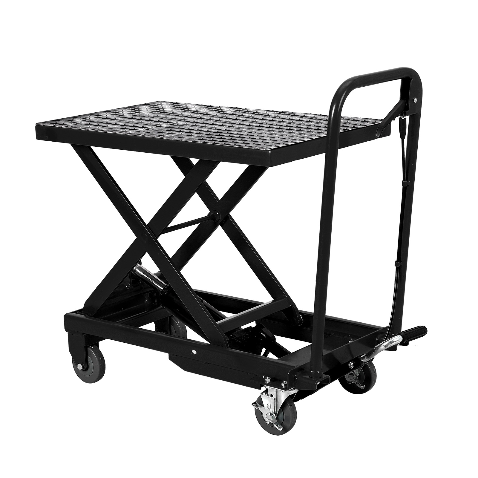 Hydraulic Lift Table Cart 1100lbs 33.5" Lifting Single Scissor Table Nonslip Pad